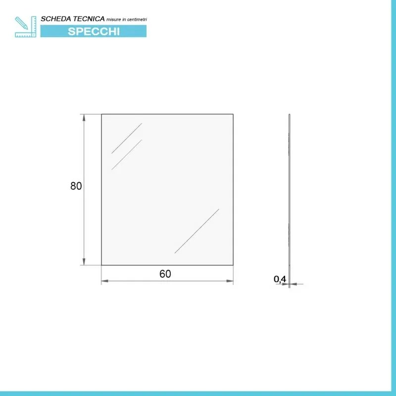 Mobile sospeso 80 cm blu pastello con lavabo incasso e specchio Iside