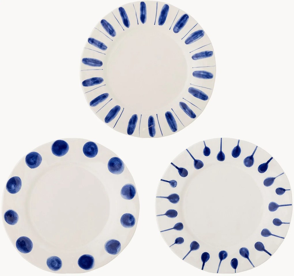 Set di 3 piatti da cena dipinti a mano Linora