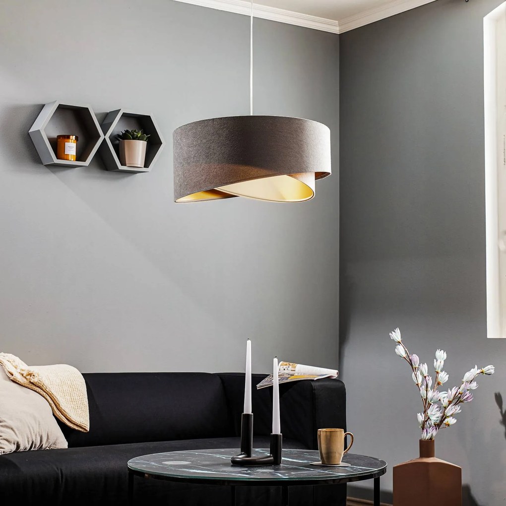 Maco Design Lampada a sospensione Vivien tricolore grigio/beige/oro