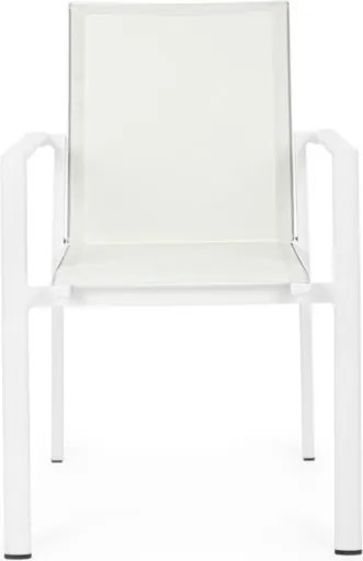 Set 4 Sedie Da Esterno Bianche In Alluminio E Textilene Con Braccioli Konnor Bizzotto