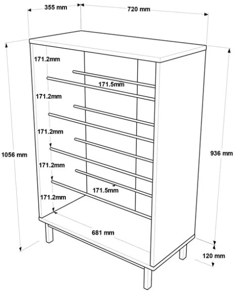 Scarpiera Da Ingresso Multiripiano 72x36x105 A 2 Ante Con Piedini Argo Rovere