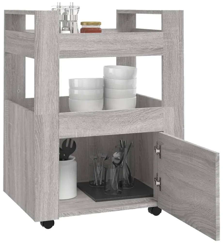 Carrello da cucina grigio sonoma 60x45x80 cm legno multistrato