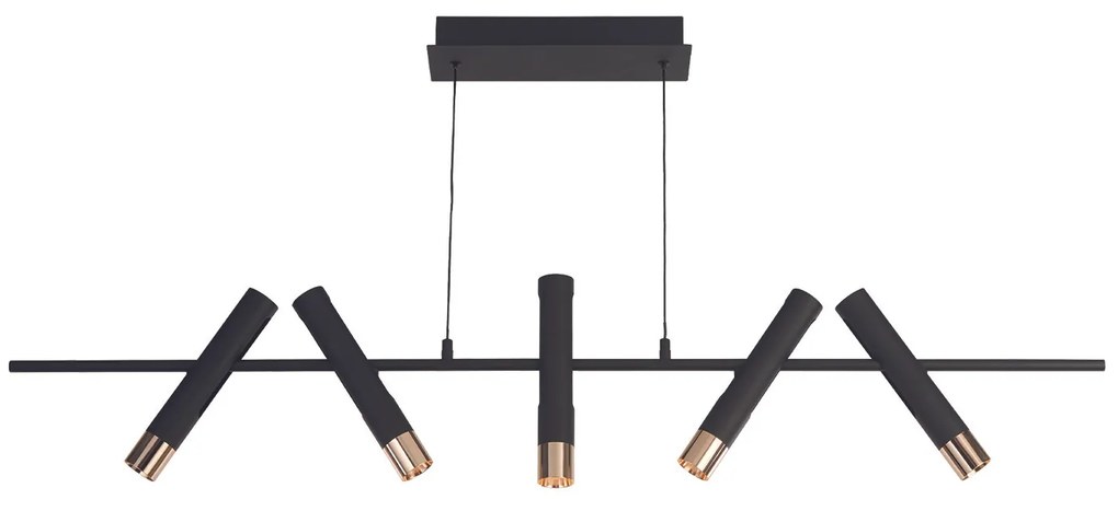 Lampadario Moderno Cilindro Acciaio Nero Oro Led 16W 3000K