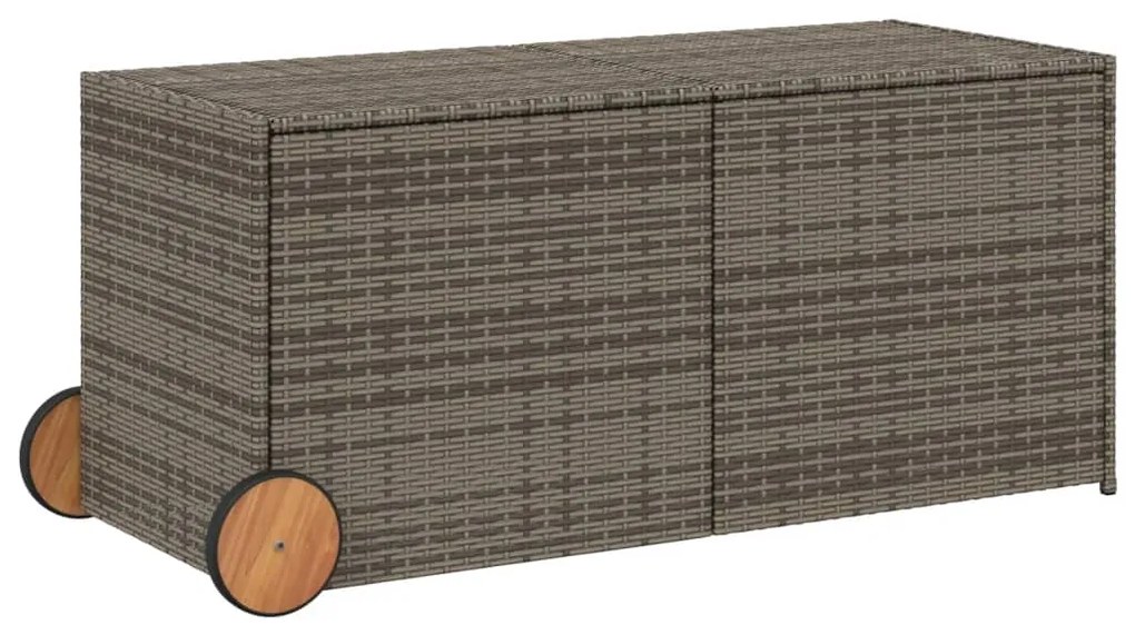 Contenitore da giardino con ruote grigio 283l in polyrattan