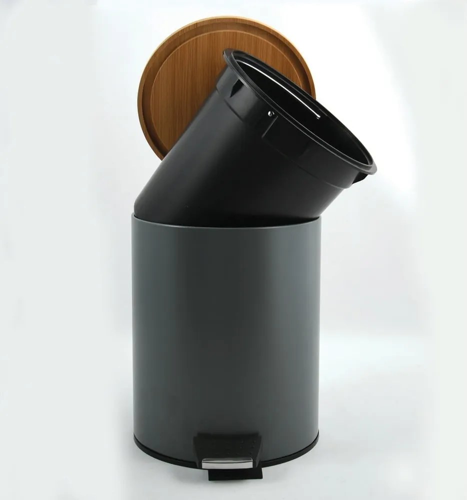 Cestino per la spazzatura grigio scuro in acciaio con pedale 3 l Adonis – Spirella