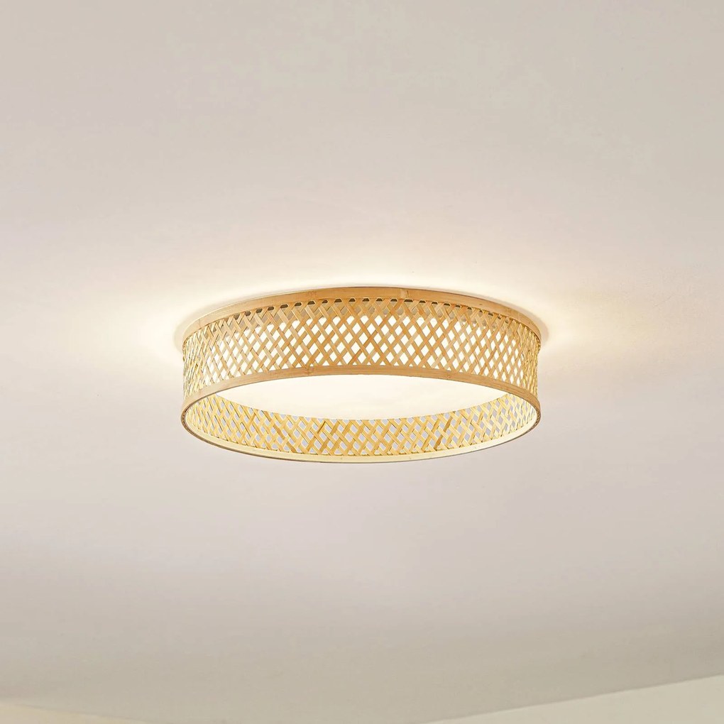 Plafoniera LED Lindby Eilif, bambù, Ø 40 cm