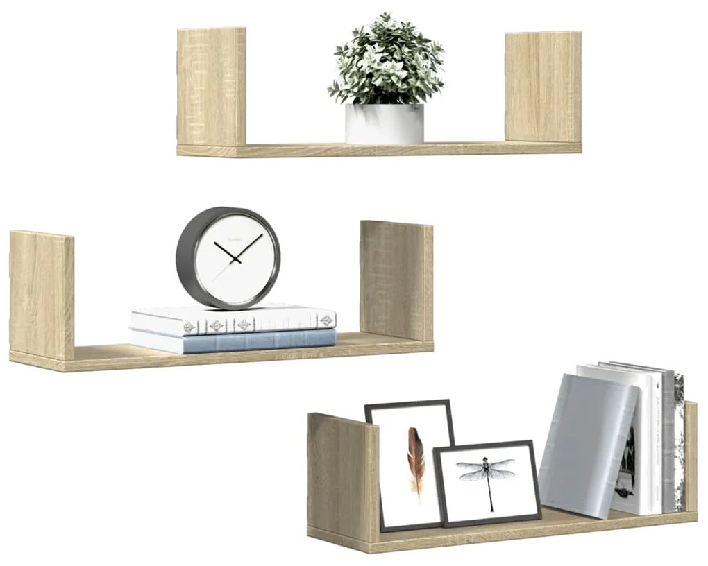 Mensole Parete 2pz Rovere Sonoma 58x18x18 Cm İn Truciolato /