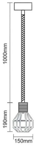 Lampadario a sospensione con filo 1xE27/60W/230V diametro 15 cm