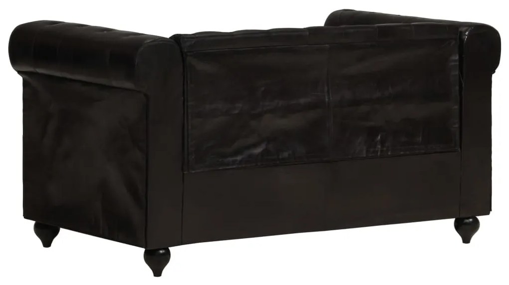 Divano chesterfield a 2 posti nero in vera pelle