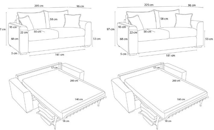 Divano blu allungabile con rivestimento in velluto a coste 225 cm Augustin – Bobochic Paris