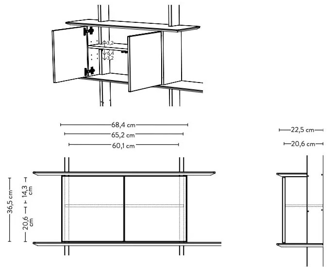 Componente bianco con porta 68x36 cm Bridge - Tenzo