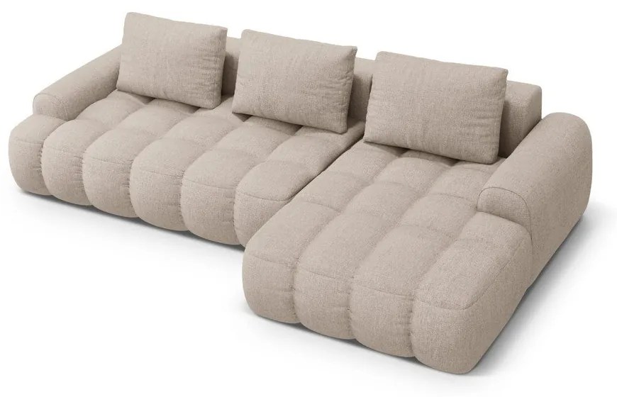 Divano angolare marrone chiaro allungabile/con contenitore (con penisola a destra/con chaise lounge) Linz – Cosmopolitan Design