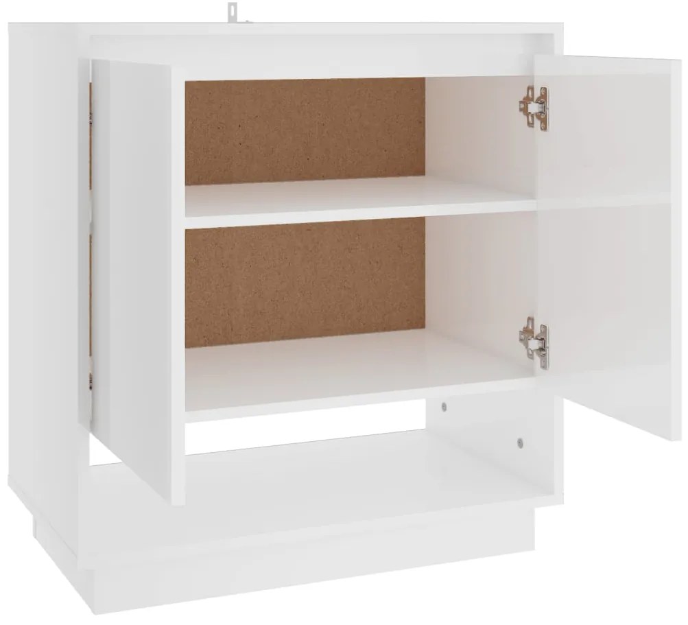 Credenza Bianco Lucido 70x41x75 cm in Truciolato