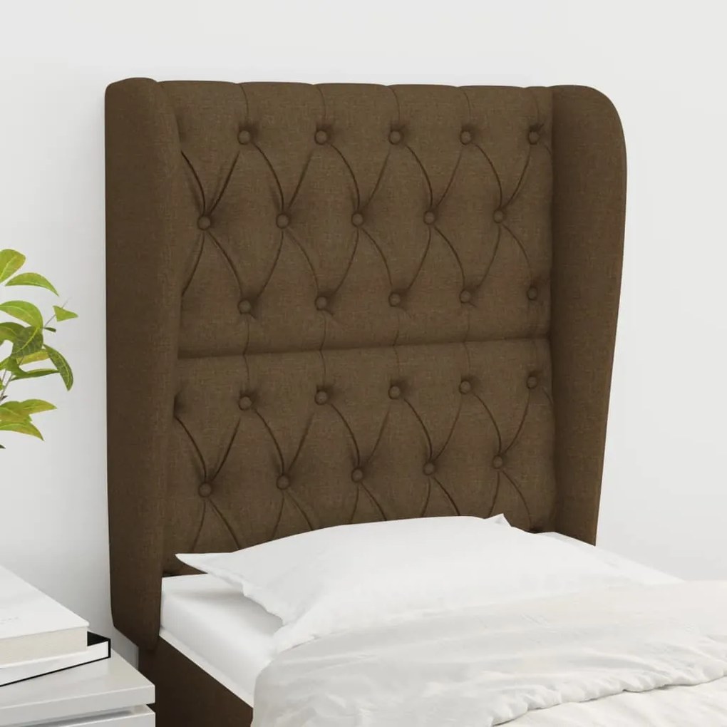 Testiera Ad Orecchio Marrone Scuro 83x23x118/128 Cm İn Tessuto /