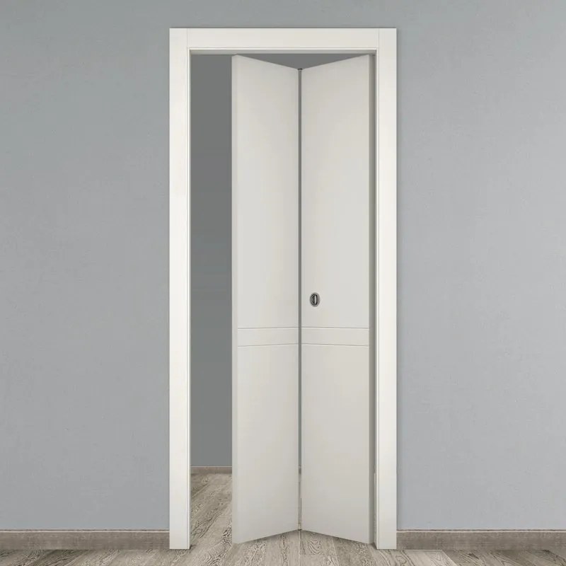 Porta tamburata pieghevole a libro simmetrica Clean bianco L 70 x H 210 cm destra