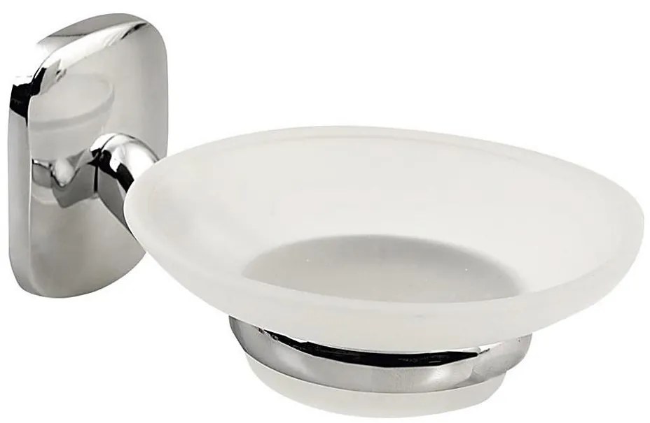 Aqualine - Portasapone a parete RUMBA bianco latte vetro/cromo lucido