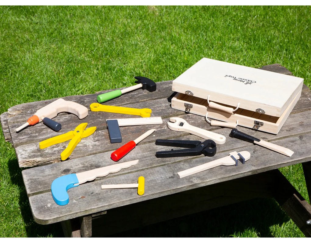 Valigetta in legno con attrezzi - 12 pezzi