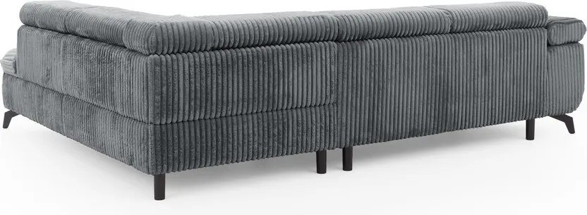 Divano angolare grigio (con penisola a destra/a L) con rivestimento in velluto a coste Marbeya – Ropez