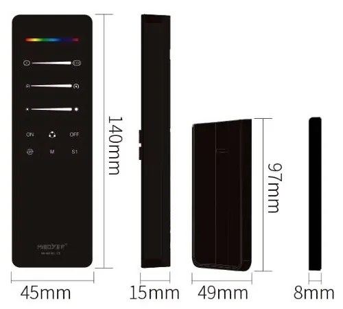 Telecomando con Base Magnetica RGB, RGBW, RGB+CCT - Serie SPI Colore Nero