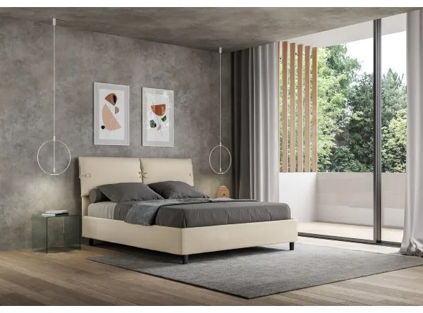 Letto matrimoniale contenitore imbottito 160x200 similpelle tortora Sleeper