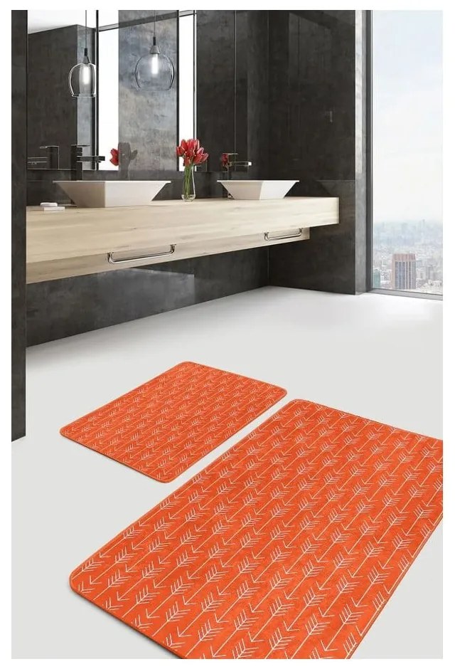 Set di tappetini per il bagno color terracotta in velluto 2 pz 60x100 cm – Mila Home