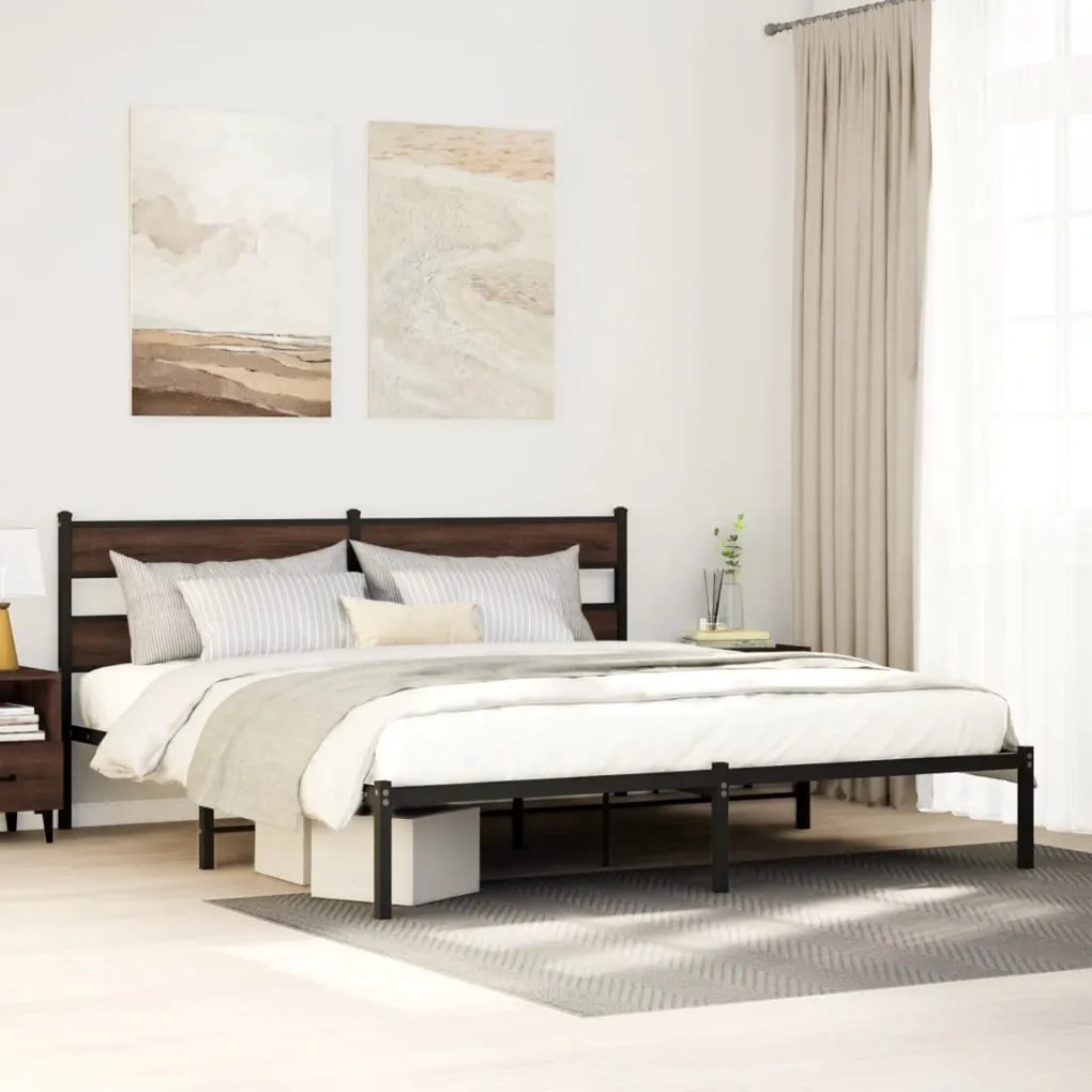 Giroletto Senza Materasso Con Testiera Rovere Marrone 190x200cm /