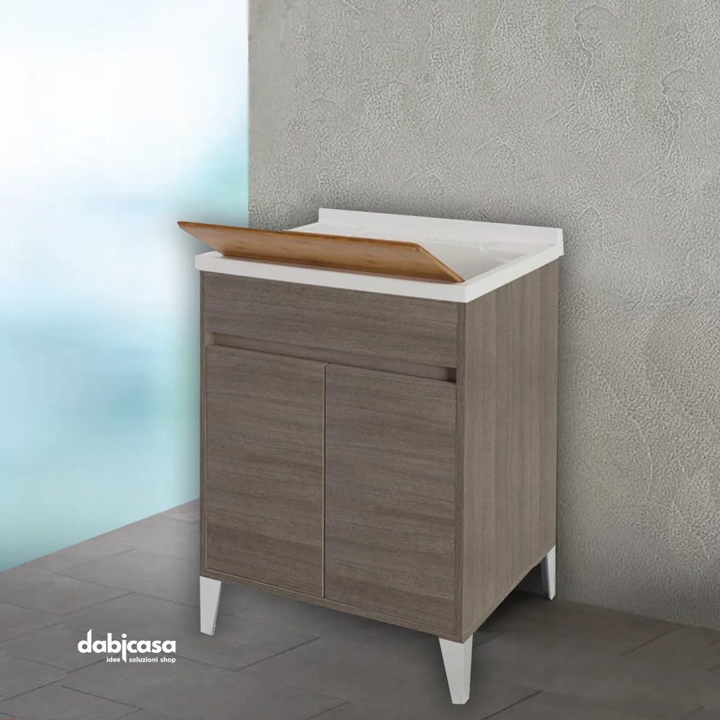 Lavatoio "Mondo 2.0" Con Due Ante Rovere Scuro Da 60x50cm