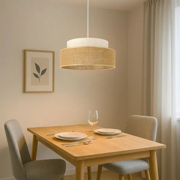 Lampadario a sospensione con filo BOHO 1xE27/60W/230V diametro 40 cm color crema/beige