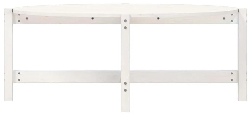 Tavolino da salotto bianco 118x63x45 cm legno massello di pino