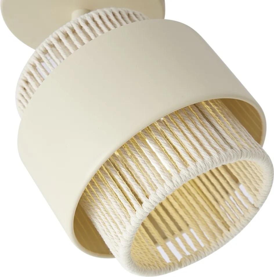 Faretto moderno beige con corda, ruotabile e inclinabile - Kora