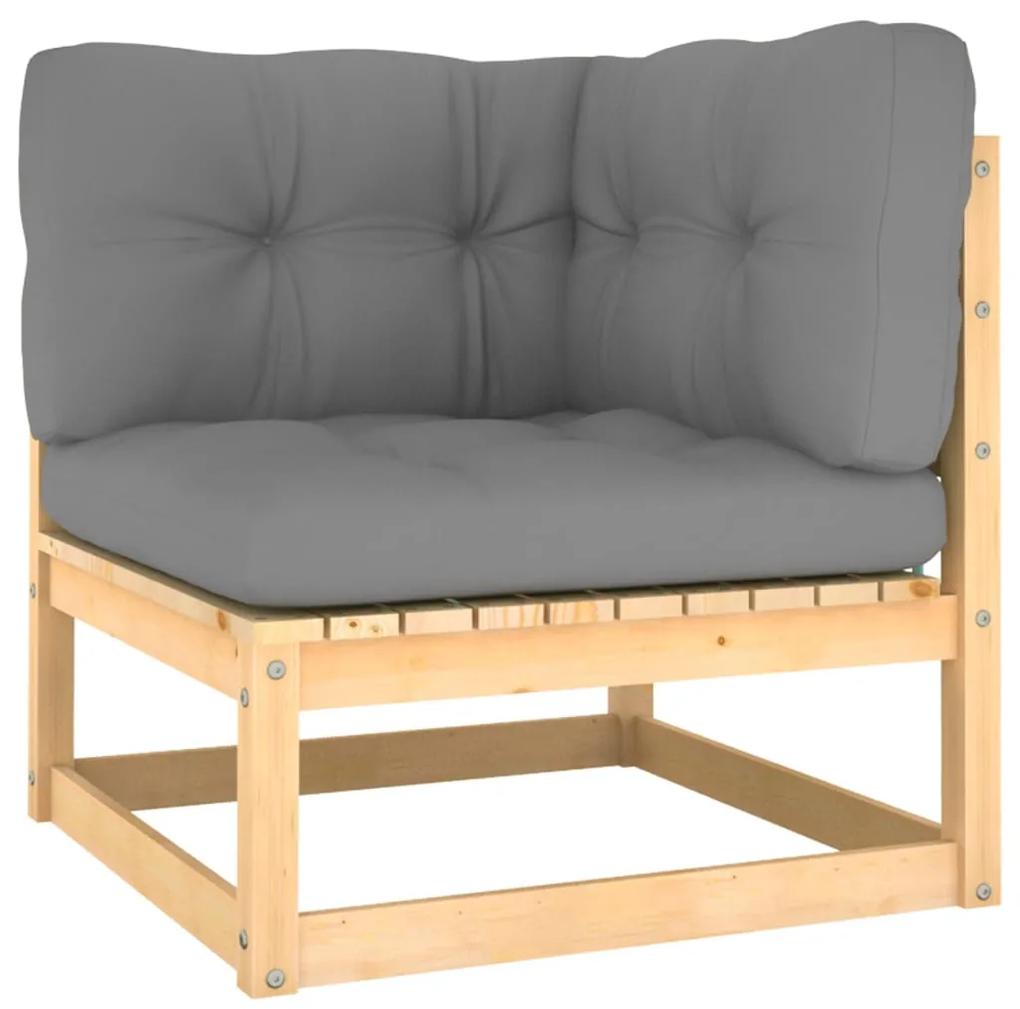 Set divani da giardino 4 pz con cuscini legno massello di pino