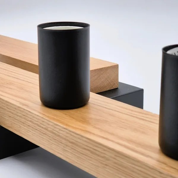 Lampadario a plafone MATTE 4xE27/15W/230V nero/quercia