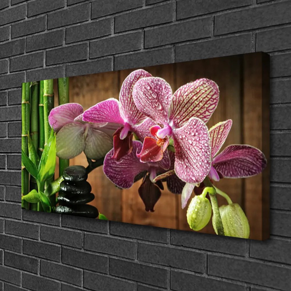 Quadro su tela I fiori della pianta di bambù 100x50 cm