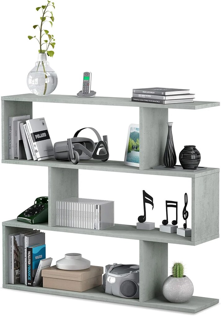 Libreria bassa Athena 97hx110x25 cemento