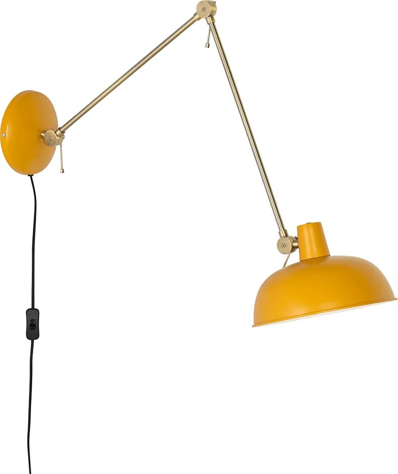 Lampada da parete smart gialla con bronzo incl. Wifi P45 - Milou