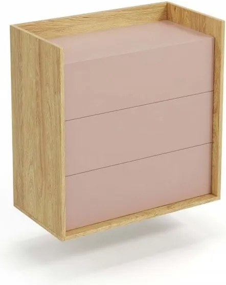 Comò modulare Mobius S3 in rovere naturale/rosa - H83