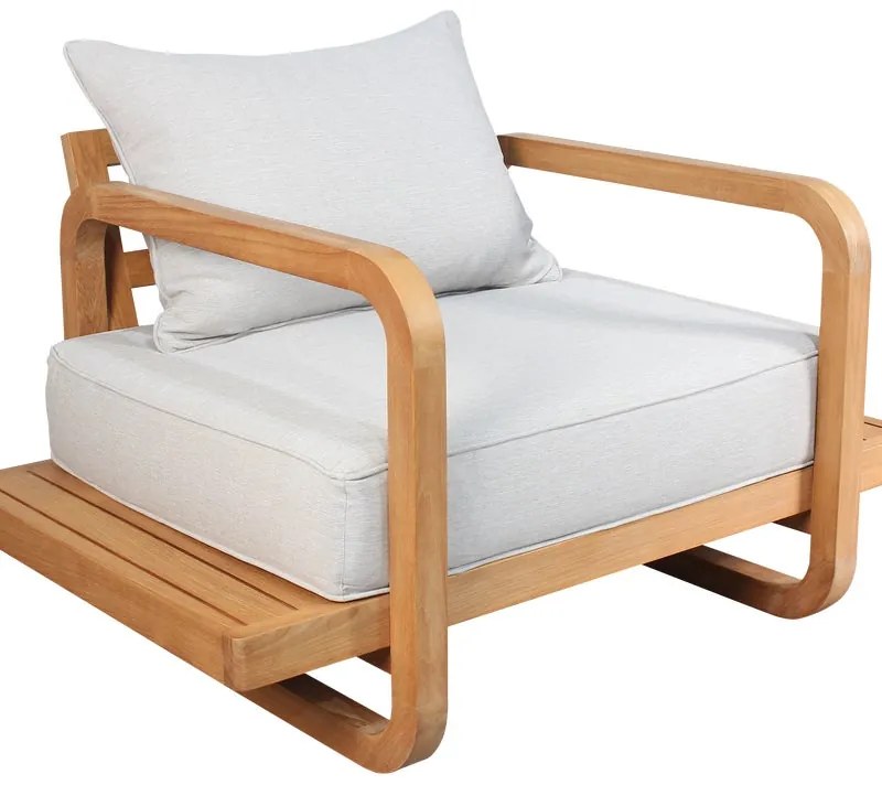 Poltrona da giardino con cuscino Equateur NATERIAL con braccioli in teak, seduta in teak marrone L 83 x H 83 x P 83 cm