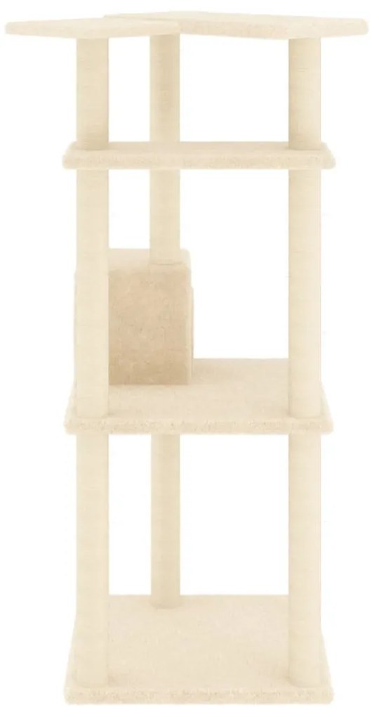 Albero per gatti con tiragraffi in sisal crema 123 cm