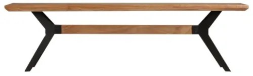 Panca da Pranzo Legno Massello d'Acacia e Acciaio 160x40x45 cm