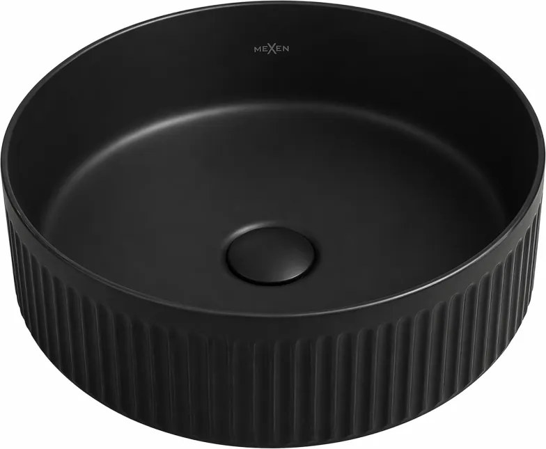 Mexen Grovo lavandino da appoggio scanalato 39 x 39 cm, nero opaco - 22303985