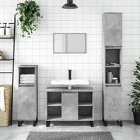 Set Mobili da Bagno 3 pz Grigio Cemento in Legno Multistrato 3190311