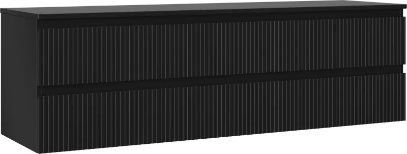 Mexen Rivel mobiletto da bagno sotto-lavabo 160 cm con piano, 2 cassetti, scanalato, nero opaco - 91A20-16047-2-BFFC71