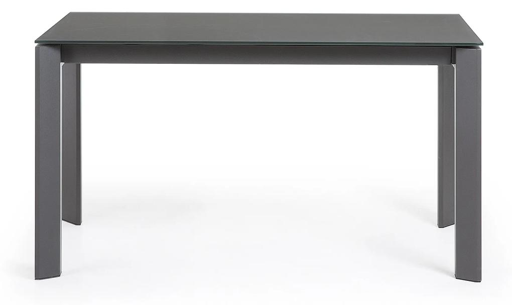 Kave Home - Tavolo allungabile Axis in vetro grigio e gambe in acciaio finitura grigio scuro 140 (200)