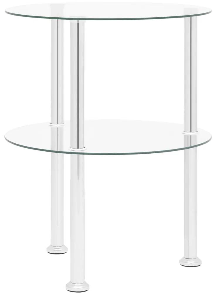 Tavolino a 2 livelli trasparente 38 cm in vetro temperato