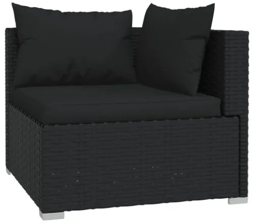 Set Divani da Giardino 6 pz con Cuscini in Polyrattan Nero