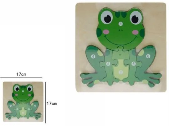 Trade Shop - Puzzle 3d In Legno Forma Di Rana Educativo Colorato Gioco Bambini Imparare 07316