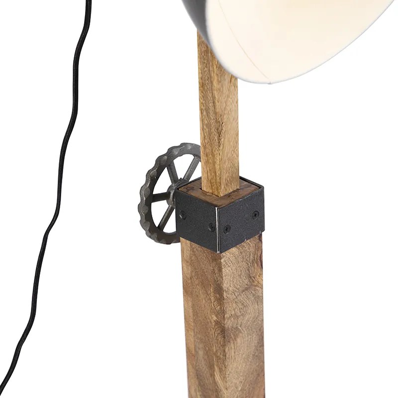Lampada da terra industriale grigio scuro con legno di mango - Mangoes