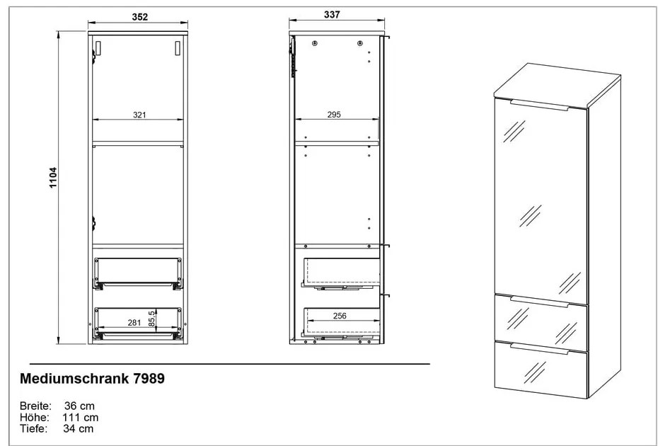 Mobile bagno alto sospeso grigio 36x111 cm Vasio - Germania