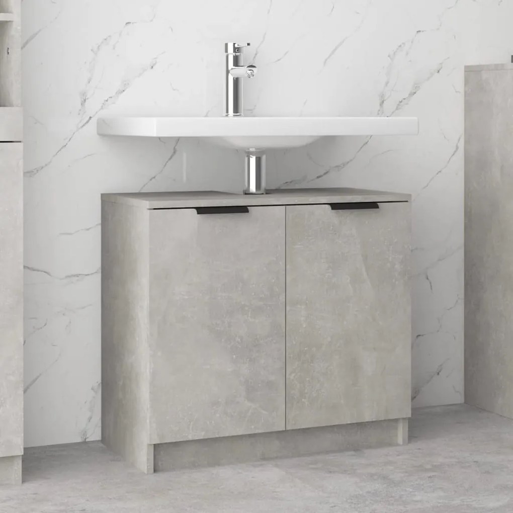 Mobile Bagno Grigio Cemento 64,5x33,5x59cm İn Legno Multistrato /