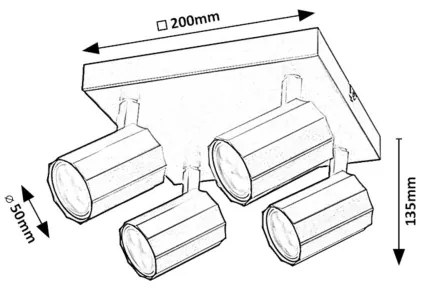 Rabalux 73026 - Faretto ROGELIO 4xGU10/5W/230V